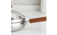Steel Pan with Lid Versatile Uncoated Skillet with Wood Handle for Kitchen