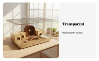 Ventilated Top Large Transparent Hamster Enclosure Good Ventilation 65cm Hamster Enclosure Easy to Clean Deep Base Rodent Enclosure Escape-Proof Design for Children, Parents, Indoors, Indoor, Bedroom, Living Room