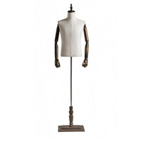 Textile-Covered Male Mannequin Torso Wooden Base Male Torso Mannequin Freestanding Standing Display Prop for Shop Window