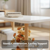 Sofa Side Table Space-Saving Small Rectangular Coffee Table Minimalist Design Bedside Nightstand for Renters, Homeowners, Living Room, Bedroom, Office