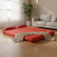 Automatic Inflation Inflatable Camping Mattress Soft Textile Double-Size Air Mattress High-Resilience Sponge Fill Self Inflating Sleeping Sleeping Surface Cm Thick for Tent Use