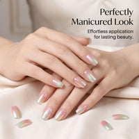 False Nails Almond Short Reusable Artificial for Ladies, 3D Embossed Electroplated Design for Party Wedding, Wearable
