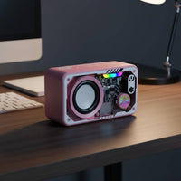 Transparent Mecha Speaker TF Card Support Mecha Design Speaker 3D Surround Sound Portable RGB Sound System for Enthusiasts, Desktop