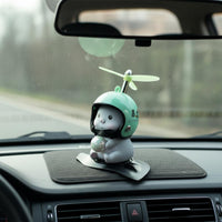 Easy Installation Cat Figure with Propeller Helmet Lightweight Propeller Helmet Cat Ornament Long-Lasting Resin for Electric Scooter