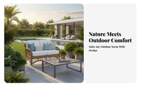 Rattan design Woven Sofa and Chair Set with Table Leisure Seating Outdoor Furniture Weather-Resistant Conversation Group versatile Design for Guesthouse Owners, Hotel Managers, Property Developers