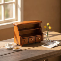 Walnut Dollhouse Display Cabinet Vintage Miniature Display Cabinet Wood Miniature Cupboard with Drawers Classic for Collectors