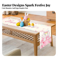 Easter Table Runner Linen Seasonal Spring Kitchen Dining Table Decoration Easter Dresser Scarf for Holiday Decorators, Party Hosts, Kitchen
