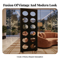 Modern Minimalist Circular Cutout Partition Mobile Folding Screen Multi-Panel Construction Room Divider Portable for Homeowners, Business Owners, Entryway, Bedroom, Restaurant, Studio Apartment