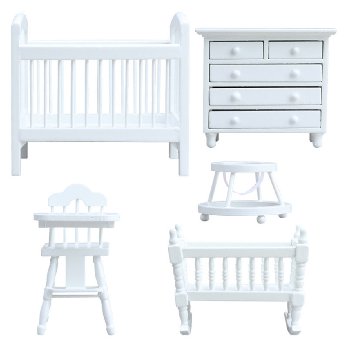 5 Pieces Dollhouse Nursery Set Wooden Closet Cute Toy for Collectors, Hobbyists