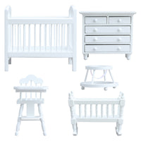 5 Pieces Dollhouse Nursery Set Wooden Closet Cute Toy for Collectors, Hobbyists