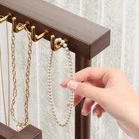 uncoveredFrame Wood Jewelry Display Rack Desktop Two-Tier Jewelry Organizer Gold-Tone 2 Tier T-Shaped Bar Display Wooden