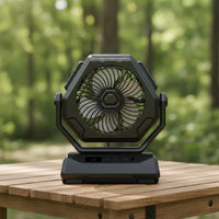 Compact Rechargeable Fan with Power Bank Battery Operated Portable Fan with Digital Display for Tent