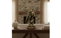 Rearing Horse and Celestial Being Sculpture Elegant Luxury Feathered Man and Horse Figurine Bronze Finish Resin Sculpture
