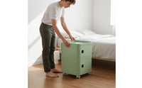 Bedside Storage Cabinet Modern Minimalist Style Narrow Side Table with Drawers Mobile Design Rolling Storage Cart for Small Areas, Living Room