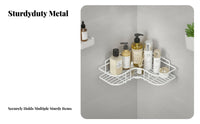 Drillwithout Drilling Installation Corner Shower Organizer No Drilling Corner Shelf Space-Saving Bathroom Accessory Rust-Proof for Renters, Homeowners, Students, Washroom, Dorm Room, Kitchen