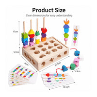 Shape Sorting Box with Lacing Strings Wooden Shape Sorter Lacing Toy Child-Led Stacking Toy Educational for Preschoolers