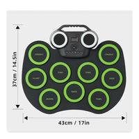 Built-in Speakers Roll-up Electronic Drum Set Headphone Port Roll-up Drum Kit Capture Function Rechargeable Battery for Children, Beginners, Travel