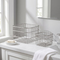 Iron Art Countertop Storage Basket for Toothbrushes, Toothpaste, Cosmetics, and Sundries