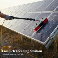 Two-in-One Use Solar Panel Cleaning Brush Portable Photovoltaic Panel Washing Tool Multi-Purpose Telescopic Water Fed Pole Brush Adjustable Length for Homeowners, Professional Cleaners, Facility Managers, Outdoor, Rooftops, Building Exteriors