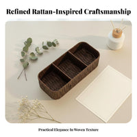 Imitation Rattan Weave container multi-purpose-use Desktop Container Built-in Handles