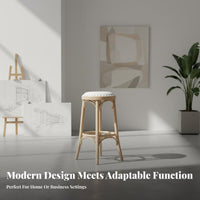 French Design Upholstered Bistro-Design Stool Stable Structure Bar Chair Sturdy Construction Seating Furniture High-Density Foam Cushion for Business Owners, Homeowners, Adults, Restaurant, Cafe, Dining Room, Kitchen