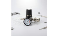140 PSI Air Regulator with Gauge Square Body Air Compressor Regulator Metal Housing Pressure Reducing Valve Adjustable Knob for Workshop