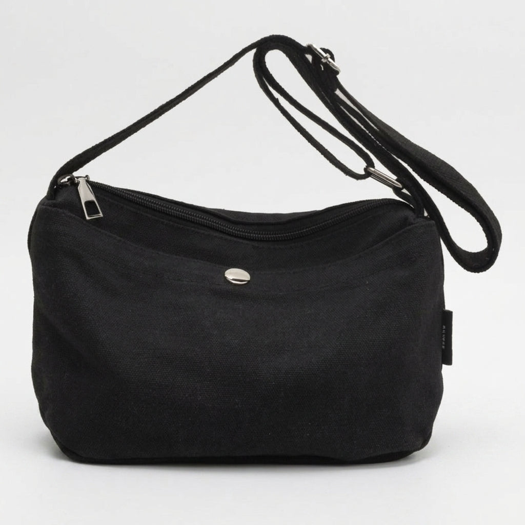 Travel Bag for Mobile Phone and Daily Essentials, Soft Canvas Tote Bag with Shoulder Strap, Small Crossbody Bag with Zipper, Women's Student Bag