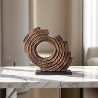 Spiral Loop Sculpture Bronze-Toned Abstract Decorative Sculpture Modern Decor Piece for Console Table
