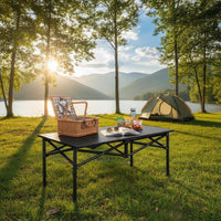 Compact Folding Table Foldable Collapsible Slat Table Roll-up Top for Travelers