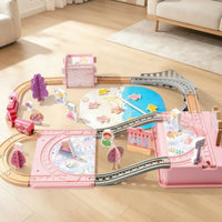 Princess Train Playset Compact Wooden Train Track Set for Children