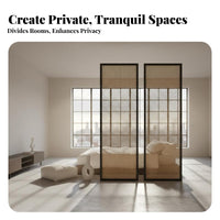 Chinese design Folding Woven Panel Screen Movable Room Divider Portable Privacy Partition Foldable Design for Homeowners, Renters, Office Workers, Entrydirection, Bedroom, Dressing Area, Studio Apartment