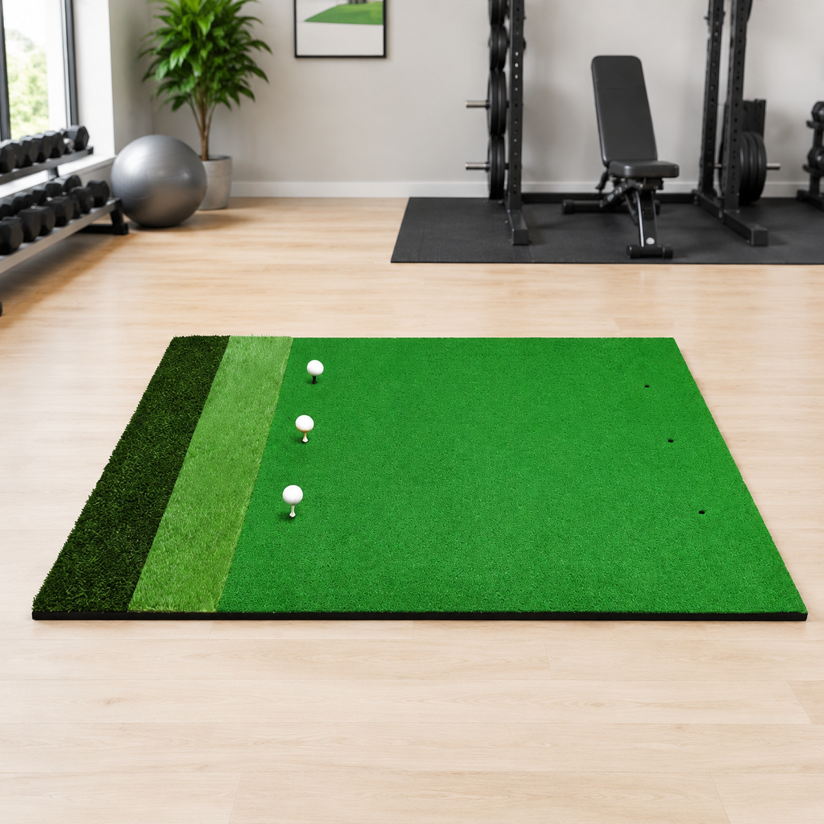 Golf Mat for Beginners, 120x150cm Driving Range Practice Mat, Durable 8mm Practice Mat for Indoor & Outdoor, Portable with Short & Long Grass