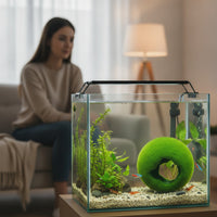 Hollow Algae Ball with Suction Cup Fuzzy Hideout Artificial Decor for Shrimp, Aquascaping