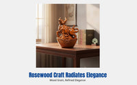 Rosewood Zodiac Animal Figurines, Hand-Carved Solid Wood, Complete Set, Chinese Decorative Sculpture, Desktop Ornament