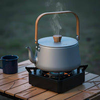 Aluminum Camping Kettle Wood Handle Campfire Kettle Controlled Pour Spout Portable Water Boiler for Hikers