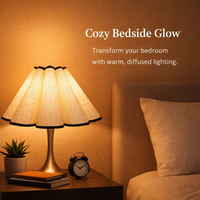 Light Shade with Vintage Style Edging for Table and Floor Lamps, Linen Lampshade for Living Room Decor, Ceiling for Bedroom