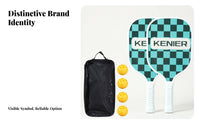 2 Pieces Wrapped Handle Pickleball Paddles with Balls and Bag White Edge Trim Pickleball Paddle Set Pair Sports Equipment Long-Lasting