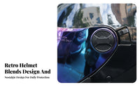 Retro Double Lens Design Vintage Shell Guarding Headwear for Men, Adults, Daily Commuting, Long-Distance Riding, Outdoor
