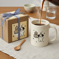 Cute Cartoon Puppy Birthday Cake Mug with Spoon, High Aesthetic Value, Home Gift for Festivals
