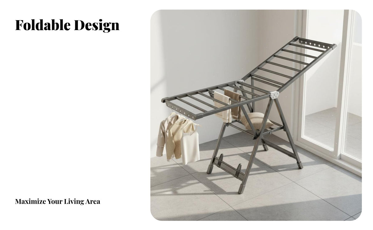 Foldable Clothes Dehydrating Rack Space-Saving Foldable Laundry Stand Heavy Duty Freestanding Clothes Horse for Apartment Dwellers, Balcony, Indoor