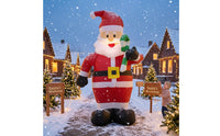 Santa with Candy Cane Upright Inflatable Santa with Candy Cane Yard Decoration Standing Holiday Decor Easy Setup