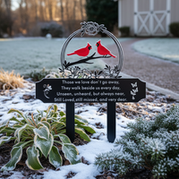 Cardinal Bird Outdoor Cemetery Memorial Stake Rust-Resistant Metal Craft