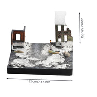 1/72 Scale Diorama Base WWII Battlefield Diorama Winter Theme Miniature Scene with Ruined Building Pre-Painted for Hobbyists, Collectors, Model Presentation Showcase