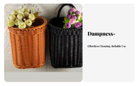 With Handle Imitation Rattan Hanging Basket Retro Design Imitation Rattan Basket Space Saving for Decorators, Living Room, Entryway