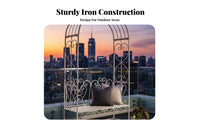 2-Person Seating Garden Arch with Bench Weather-Resistant Climbing Plant Trellis Bench Heavy-Duty Construction Wrought Iron Arbor Seat Multi-Purpose Decoration for Gardeners, Homeowners, Event Planners, Patio, Backyard, Yard