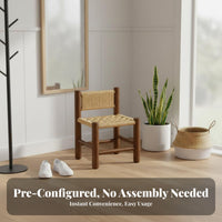 Nordic Design Woven Rope Stool Backless Woven Seat Stool Multi-Purpose Design Household Furniture Vintage Aesthetic for Adults, Homeowners, Entryway, Living Room, Bedroom, Balcony