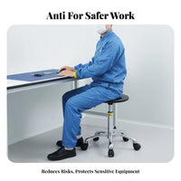 Height Adjustable Anti-Static Scientific Stool 360° Swivel Rolling Chair Easy to Clean Workplace Seating Dirt-Resistant for Cleanroom Personnel, Factory Workers, Scientific Oratory, Workshop, School, Counter