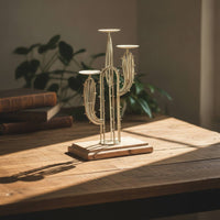 Cactus Candle Holder Metal Candelabra Vintage for Decorators
