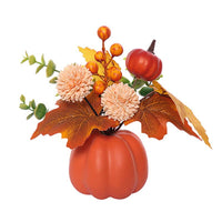 New Artificial Sunflower Potted Plant with Peony, Maple Leaf, Pumpkin - Tabletop Windowsill Decoration with Pot