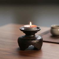 Handmade Chinese Design Candle Ornament Vintage Design Tealight Base Home Decoration for Meditation Space, Desktop